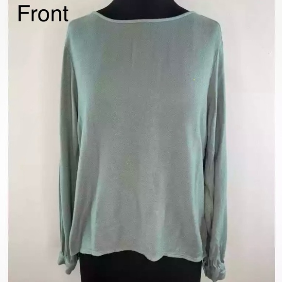 Cloth & Stone Anthropologie Sage Green Tie-Back Long Sleeve Top - Small - Picture 7 of 11